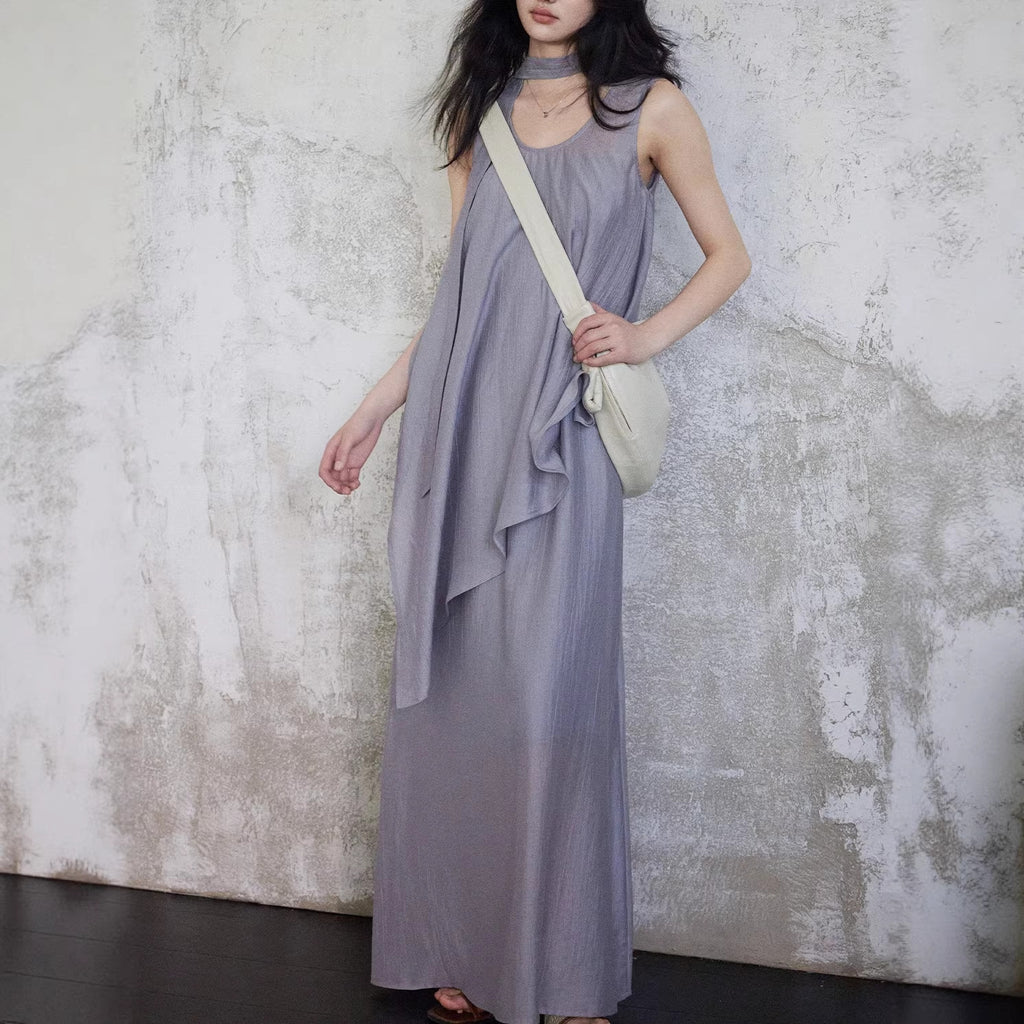 Robe Longue Sans Manches – Bretelles Évasées, Taille Haute & Ensemble 2 Pièces