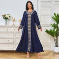 Robe Longue Brodée Col Rond – Manches Longues & Coupe Ample