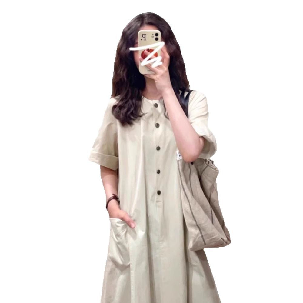 Robe Longue d'Été – Style Rétro Bohème, Coupe Fluide & Manches Courtes