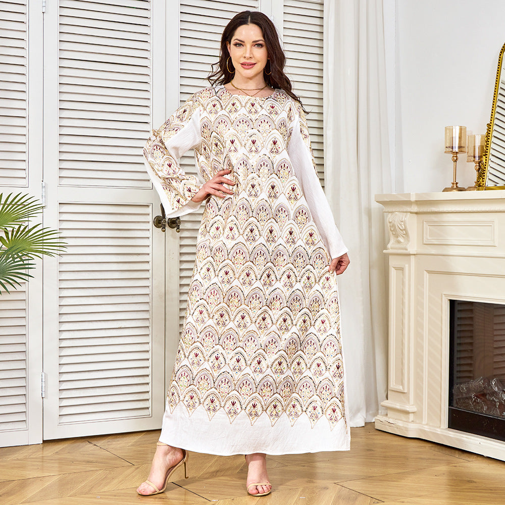 Robe Longue Col Rond – Manches Longues, Coupe Ample & Confortable