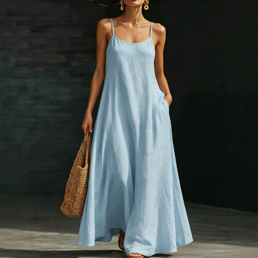 Robe Maxi Fluide Unie – Sans Bretelles, Coupe Ample & Grande Taille
