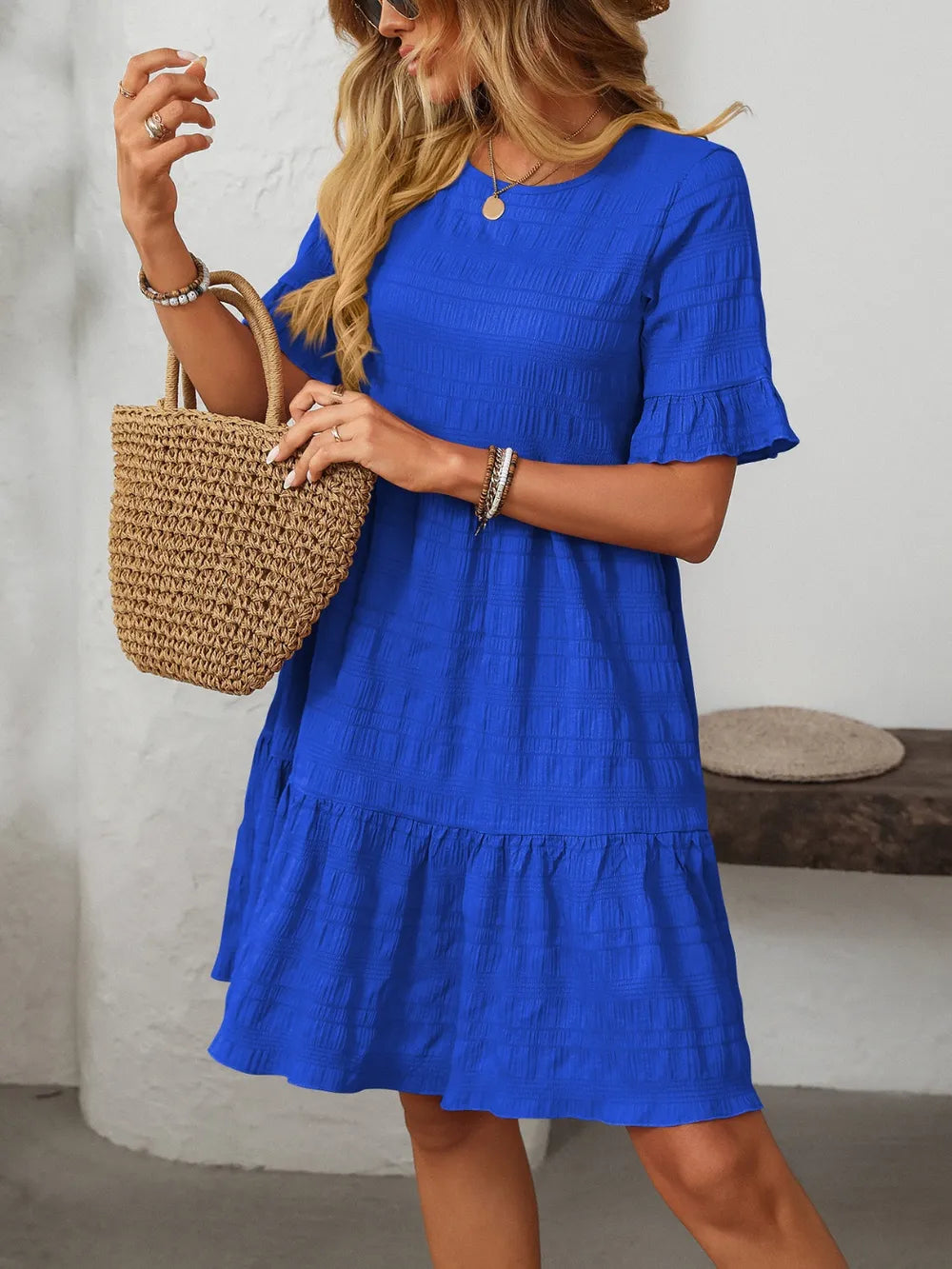 Robe Fluide Décontractée – Manches Courtes & Coupe Ample