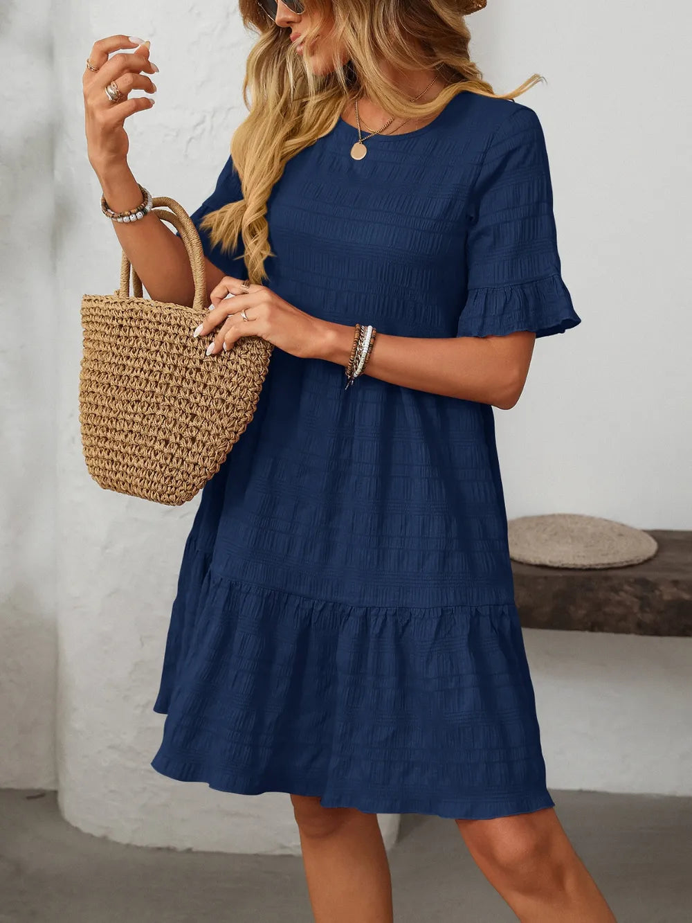 Robe Fluide Décontractée – Manches Courtes & Coupe Ample