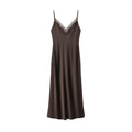Style Lace Splicing Strapless V-Neck Backless Flowing Dress