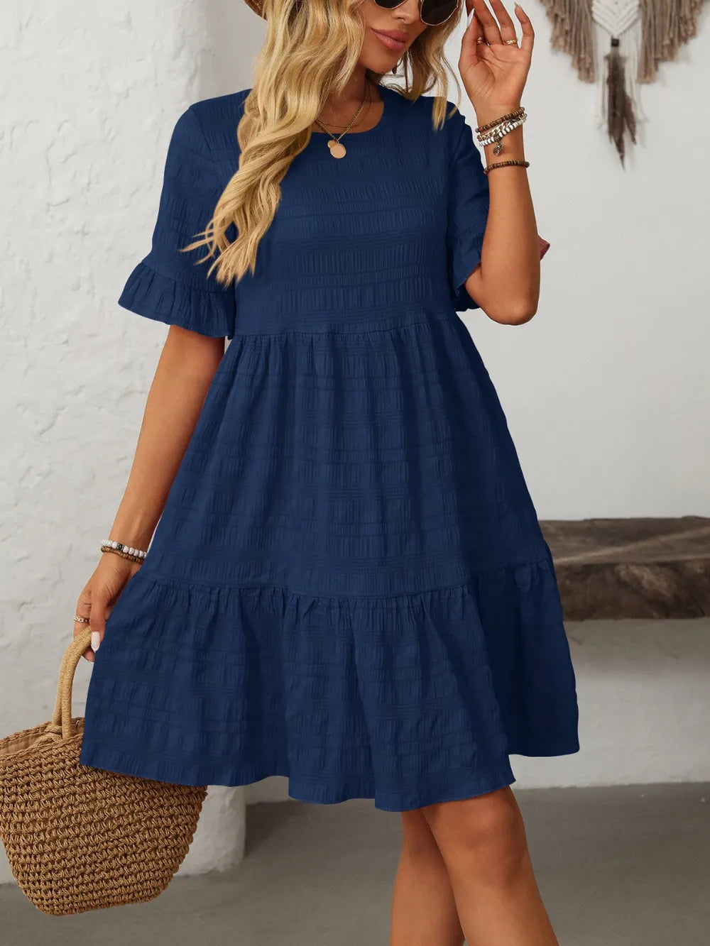 Robe Fluide Décontractée – Manches Courtes & Coupe Ample