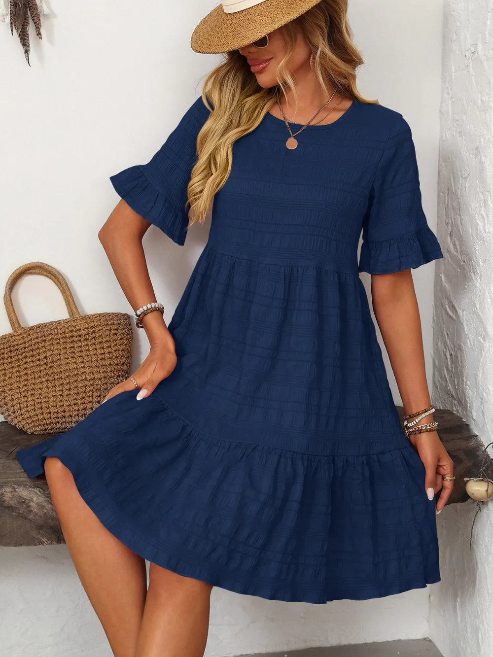 Robe Fluide Décontractée – Manches Courtes & Coupe Ample