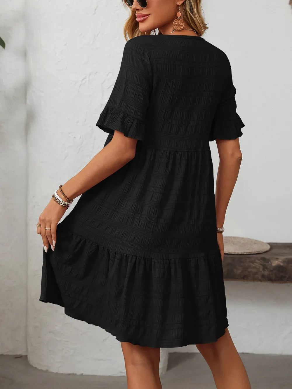 Robe Fluide Décontractée – Manches Courtes & Coupe Ample