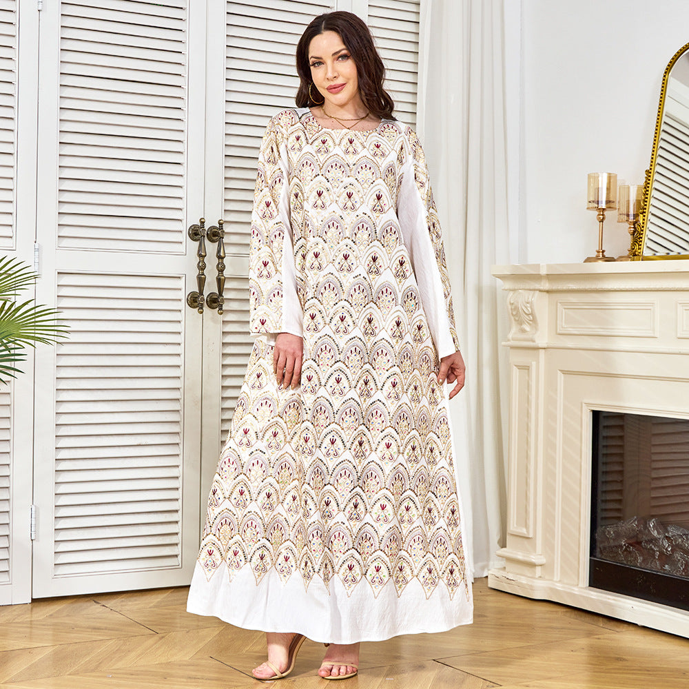 Robe Longue Col Rond – Manches Longues, Coupe Ample & Confortable