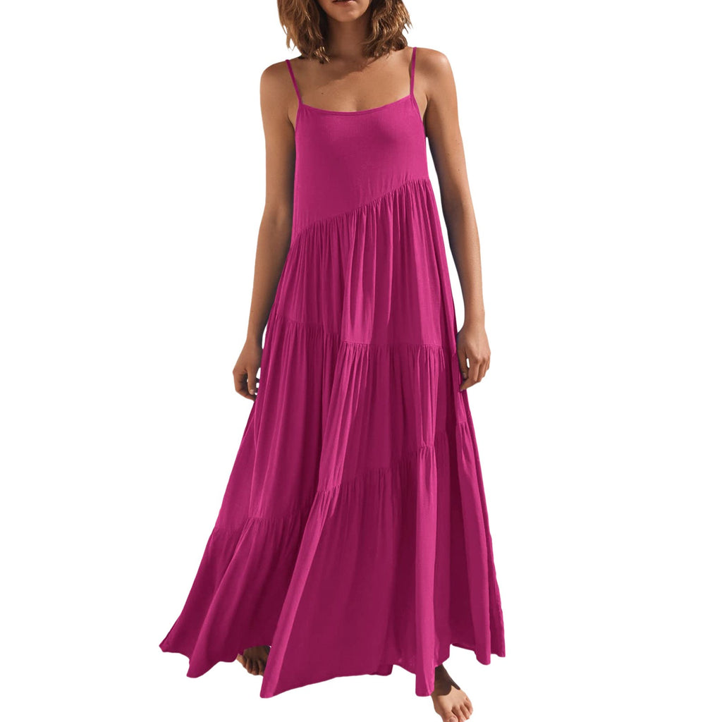 Robe plissée à bretelles – Coupe ample, style balnéaire