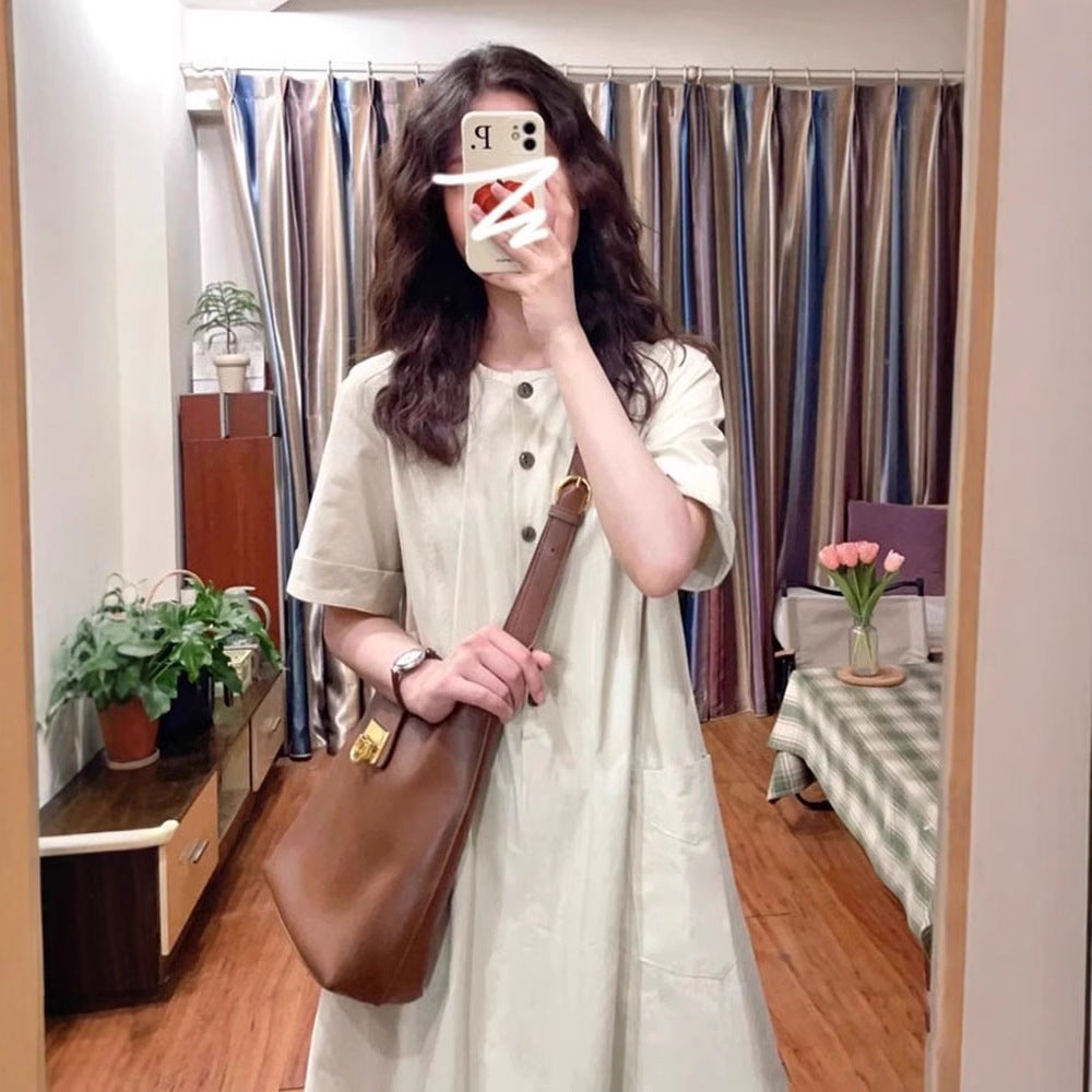 Robe Longue d'Été – Style Rétro Bohème, Coupe Fluide & Manches Courtes