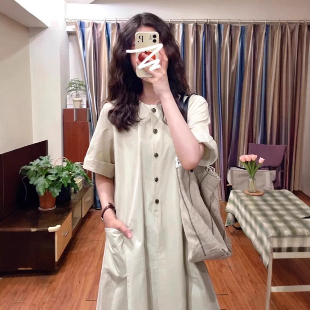 Robe Longue d'Été – Style Rétro Bohème, Coupe Fluide & Manches Courtes