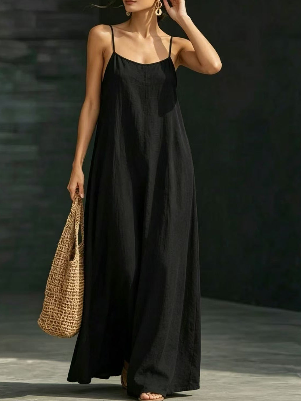 Robe Maxi Fluide Unie – Sans Bretelles, Coupe Ample & Grande Taille