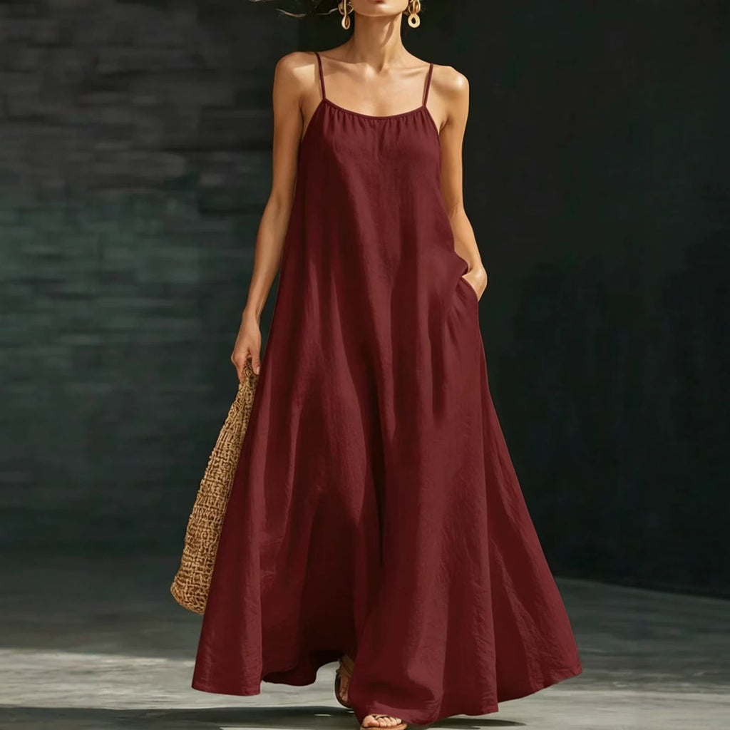 Robe Maxi Fluide Unie – Sans Bretelles, Coupe Ample & Grande Taille