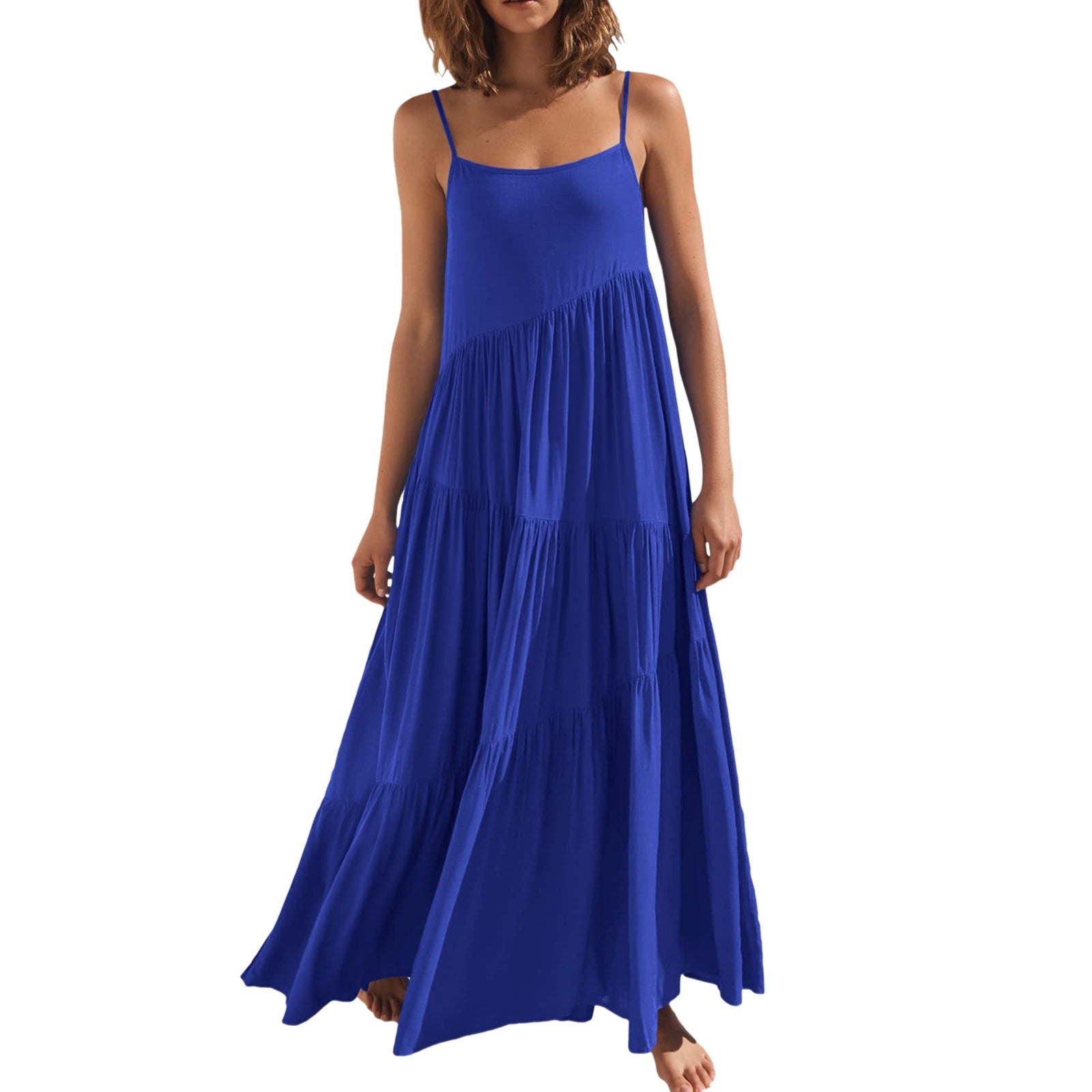 Robe plissée à bretelles – Coupe ample, style balnéaire