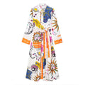 Robe longue imprimée avec ceinture – Style européen et américain