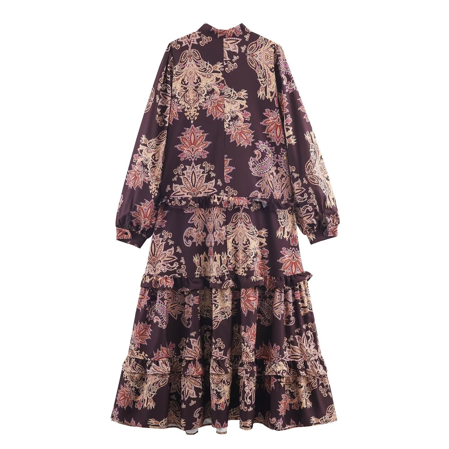 Robe longue imprimée style bohème – Coupe ample, taille haute