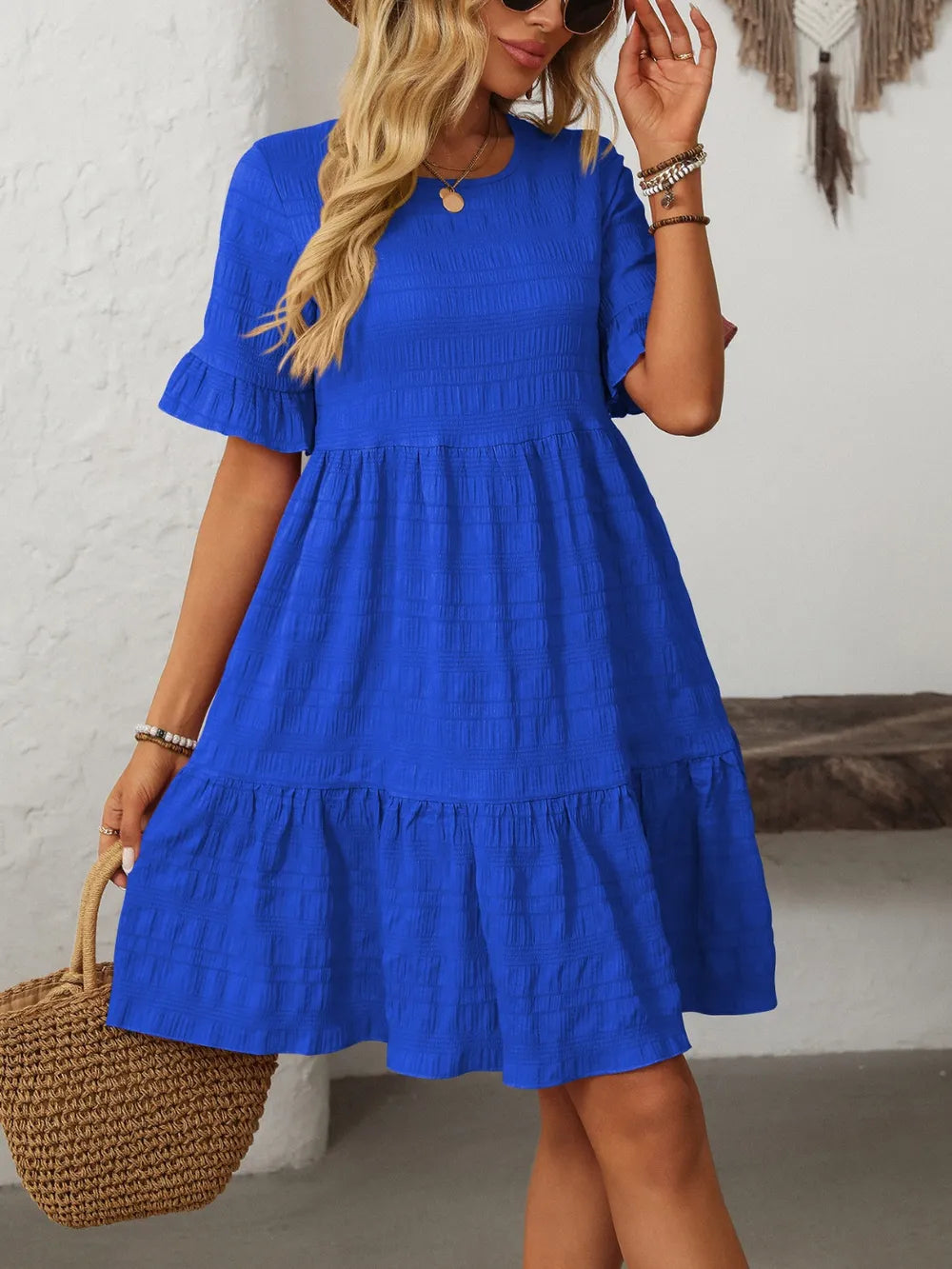 Robe Fluide Décontractée – Manches Courtes & Coupe Ample