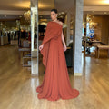 Robe Maxi Chiffon Épaule Asymétrique – Coupe Ample, Taille Haute & Style Chic