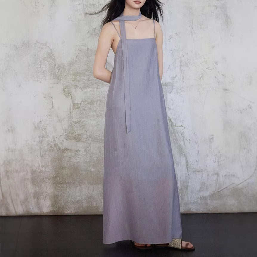 Robe Longue Sans Manches – Bretelles Évasées, Taille Haute & Ensemble 2 Pièces