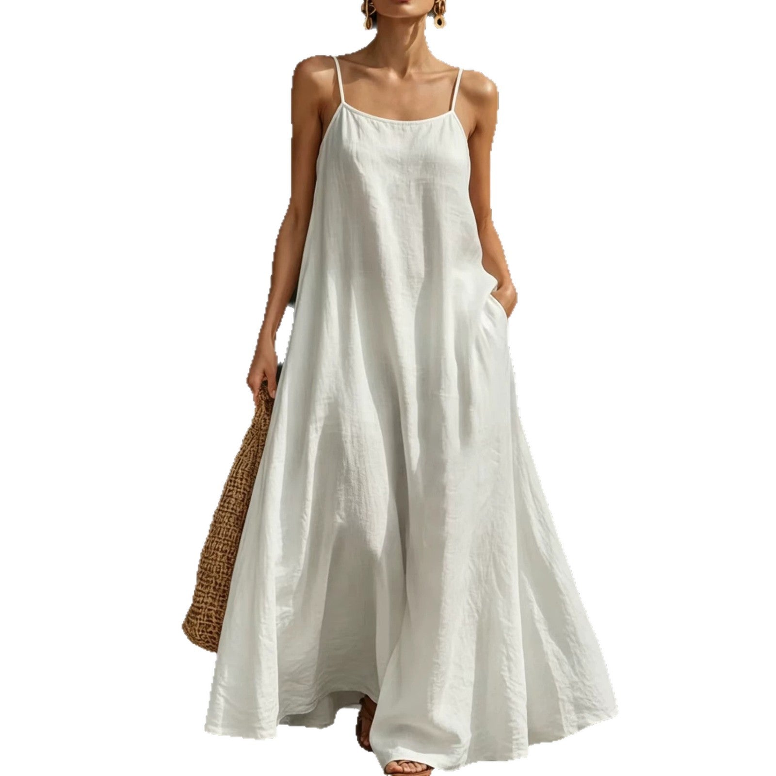 Robe Maxi Fluide Unie – Sans Bretelles, Coupe Ample & Grande Taille